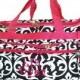 Large Duffle Bag, Monogram Duffle Bag, Personalized Duffle Bag, Canvas Duffle Bag, Duffle Bags,Damask Duffle Bag Hot Pink  22" Duffle