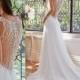 2016 Fashionable Romantic Beads Crystal Wedding Dress Sexy Deep V-Neck Chiffon See through Bridal Gown Online with $102.1/Piece on Hjklp88's Store 