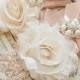 Lace Wedding Garter Set, Cream Bridal Garter Set, Lace Garters, Vintage Garters - Beige Lace, Cream and Blush Flower Garter