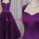 Halter sweetheart 1950's rockabilly bridesmaid dress, purple tea length bridesmaid dress, 50s prom dress, vintage short prom dress