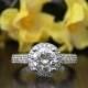 2.0 ct Halo Engagement Ring-Brilliant Cut Diamond Simulants-CZ Ring-Wedding Ring-Bridal Ring-Anniversary Ring-925 Sterling Silver-R21713