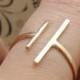 14 k gold filled open uneven double bar band ring , geometric ring