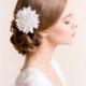 Bridal Hair Flower Dahlia - Bridal Silk Flower Hair Clip - Wedding Hair Flower - Bridal Hair Piece Dahlia - Ivory, white