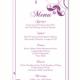Wedding Menu Template DIY Menu Card Template Editable Text Word File Instant Download Eggplant Menu Floral Menu Template Printable 4x7inch