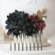 Black Rose Burgundy Dark Red Flowers Hair Comb Black Wedding Bridal Hair Comb Bridesmaid Gift Gothic Wedding Hair Comb Goth Halloween