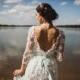 The last one! Wedding dress from Chiffon, Long sleeve wedding dress ,Open V-back wedding dress Romantic and Dreamy Wedding Dress