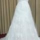 Criss Cross Ruched Chiffon Sweetheart Neckline Wedding Dress with Appliques, Lace Trim, and Small Train