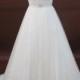 Vertical Ruched Wedding Dress, A-Line Silhouette, Waistline Embellishments, Back Key Hole, Train