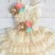 Flower girl dress, burlap, coral and mint flower girl dress, rustic flower girl, country wedding, birthday dress, toddler dress, lace dress