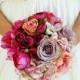 Bridal bouquet pink Fuchsia Real touch flowers artificial wedding bridesmaids peonies ranunculus hydragenia garden roses ready to ship