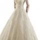 Jewel Lace Applique Long Sleeves Sash Chapel Train A Line Wedding Dress