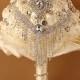 Ivory Diamond Rose Brooch Wedding Bouquet