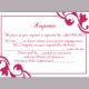 DIY Wedding RSVP Template Editable Word File Download Rsvp Template Printable RSVP Cards Fuchsia Hot Pink Rsvp Card Elegant Rsvp Card