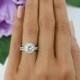 2.25 ctw Round Classic Halo Ring, Wedding Set, Engagement Ring, Man Made Diamond Simulants, Half Eternity Ring, Bridal Ring, Sterling Silver