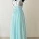 Sequin Bridesmaid Dress Mint, Long Chiffon Bridesmaid Dress, V-neck Mint Bridesmaid Dress, Silver Sequin Prom Dress