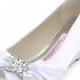 Peep Toe Rhinestone Mid Heel Wedges Knot Satin Wedding Shoes