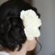 Grace Champagne Ivory Peony Hair Flower, Fascinator, Large, Clip, Wedding, Bridal Headpiece, Elegant, Simple, Pearls