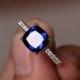 Lab Sapphire Ring September Birthstone Blue Gemstone Ring Sterling Silver 925