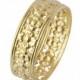 Vintage Openwork Floral Wedding Band in Yellow Gold