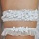 Wedding Garters with lace, Ivory Garter Set with lace and pearls, Bridal Accessories Ivory or White - 115G