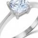 14K Solid White Gold Princess Cut CZ Cubic Zirconia Solitaire Engagement Ring
