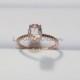 Vintage Halo Oval Morganite Ring 14K Rose Gold Morganite Engagement Ring Morganite Wedding Ring Gem Bridal Ring