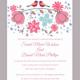 DIY Wedding Invitation Template Editable Word File Instant Download Printable Colorful Bird Wedding Invitation Coral Floral Invitation