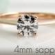 White Sapphire Solitaire Engagement Ring - 18K Rose Gold plated over 925 Sterling Silver - Customizable (D340R)
