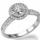 Double Halo Engagement Ring, 14K White Gold Ring, Halo Engagement Ring, 0.8 TCW Diamond Ring Band, Halo Ring Setting