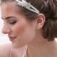 Silver Beaded Double Tie Wedding Headband Vintage Rhinestone Leaf and Flower Wedding Hair Accessory Wedding Headpiece Bridal Headband