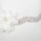 Flower Wedding Dress Sash, Crystal Rhinestone Bridal Belt, Silver with Clear Rhinestones, Jeweled Beaded Sash, 35 Satin Ribbon Color Choices