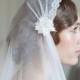 Kate moss veil, Juliet cap veil with blusher, art Deco Veil, cathedral length veil, chapel  veil, waltz length veil, Uk