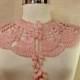 Pink Crochet Lace Collar Glitter Wedding Wrap Collar Bib Neck Cuff Collar Scarf Romantic Bridal Necklace Bride Cape Women Neck Accessory