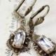 Bridal crystal earrings rhinestone vintage style brass victorian filigree elegant wedding bridesmaid jewelry