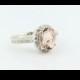 Natural Morganite Solid 14K White Gold Diamond engagement  Halo Ring-antique Style - Gem748
