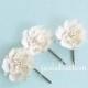 bridal flower hair pin white floral pin ivory wedding bridal headpiece romantic hair accessories bridesmaids hair pin bohemian woodland H1