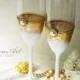 Gold Wedding Champagne Flutes Wedding Champagne Glasses Gatsby Style Wedding Toasting Flutes Gold and White Wedding