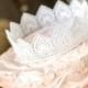 White Rustic/Wedding Lace Crown Cake Topper/Princess Party/Crown Photography Prop/White Lace/Party Decoration/Romanticwedding/Vintagewedding