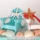 Beach Wedding Cake Topper - 2 Mini Adirondack Chairs with Natural Starfish - 6 Chair Colors and 24 Ribbon Choices