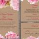 DIY Rustic Wedding Invitation Template Set Editable Word File Download Printable Pink Invitation Boho Wedding Invitation Peonies Invitation