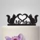 cats and mr mrs Wedding Cake topper with heart, silhouette cake topper, heart weding cake topper, birthday cake topper, funny cake topper,