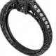 Fancy Black & White Diamond Engagement Ring Vintage Style 14K Black Gold 0.75 Carat Certified Pave Set HandMade