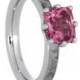 Pink Gemstone Ring with Gibeon Meteorite in 10k White Gold, Custom Engagement Ring