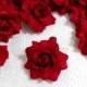 24 Red Roses Artificial Silk Flower Heads for Wedding , Bridal Hair Clip, Bag, Shue Decorate