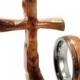 Olive Wood Ring and an Olive Wood Cross, Ring Armor Included