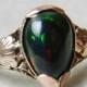 Antique Black Opal Ring Victorian Opal Engagement Ring 18K Rose Gold October Birthday Libra