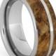 Titanium Ring with Cherry Wood Inlay and Titanium Pinstripe