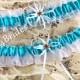 Starfish Beach Weddings Bridal Garters, Turquoise and White, Something Blue,  Wedding Bridal Accessories