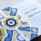Mexican Tile Wedding Invitation Sample - Talavera Monogram Flap Fold with Enclosures Booklet