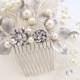 Bridal hair comb, Wedding headpiece, Bridal hair vine, Antique silver hair clip, Swarovski crystal comb, Vintage style headpiece, Leaf comb